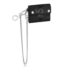 Portefeuille compact Louis Vuitton x Supreme Chain M67711 Epi Cuir Noir