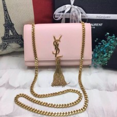 YSL Tassel Chain Bag 22cm Smooth Leather Light Pink Gold
