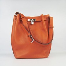 Hermes So Kelly 28cm Togo Leather Shoulder Bag Orange Silver