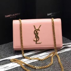 YSL Patent Leather Chain Bag 22cm Pink