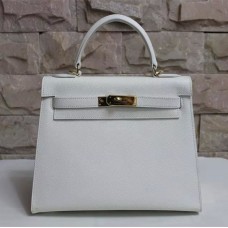 Hermes Kelly 28cm Epsom Leather Handbag White Gold