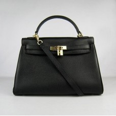 Hermes Kelly 32cm Togo leather handbag 6108 black gold