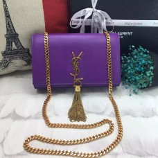 YSL Tassel Chain Bag 22cm Smooth Leather Purple Gold
