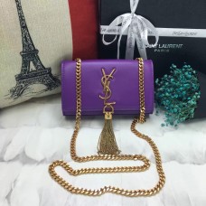 YSL Small Tassel Chain Leather Bag 17cm Purple