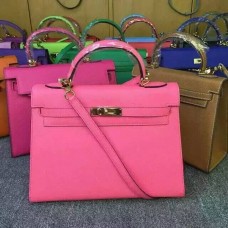 Hermes Kelly 28cm Epsom Leather Handbag Lips Pink