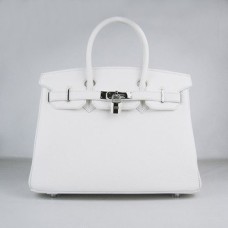 Hermes Birkin 30cm Togo leather Handbags white silver
