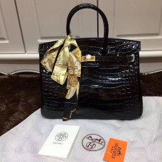 Hermes Birkin 35cm Handbag Crocodile Leather Black Gold