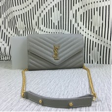 YSL Envelope Chain Bag Caviar Leather Grey 23cm